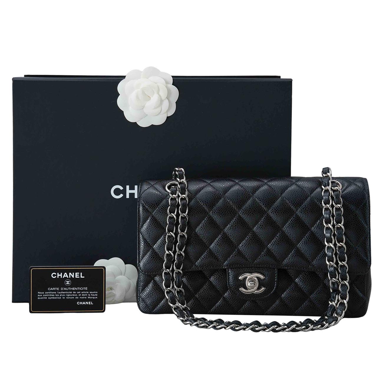 CHANEL(USED)샤넬 A01112 캐비어 클래식 미듐 플랩백